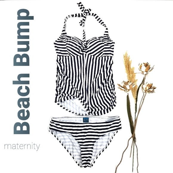 Beach Bump Other - New Beach Bump Navy White Stripe Swimwear Set M